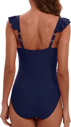 Vista 8 de Traje de baño de una pieza con volantes para mujer con control de abdomen