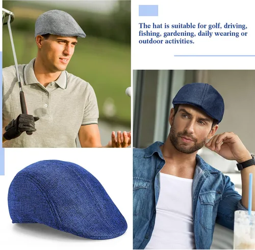 Vista 5 de Eurzom 11 piezas de gorra plana para hombre, sombreros irlandeses de periódicos para hombres, gorra de caza de taxista, tejido de algodón similar al
