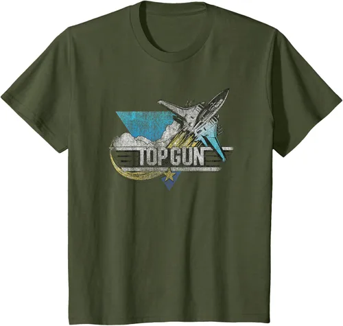 Vista 10 de Top Gun Illustrated F-14 Triangle Art Camiseta, Azul / Patchwork, S Azul Marino