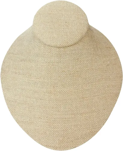 Vista 4 de MOOCA Juego de 2 piezas de collar de lino texturizado para exhibición de bustos, exhibición de joyas, collar, cadena de joyería, soporte