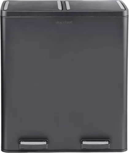 Vista 4 de Step N' Sort El bote de basura y reciclaje de capacidad extra grande de 18.5 galones, Soft-Step, con dos compartimentos y contenedores interiores