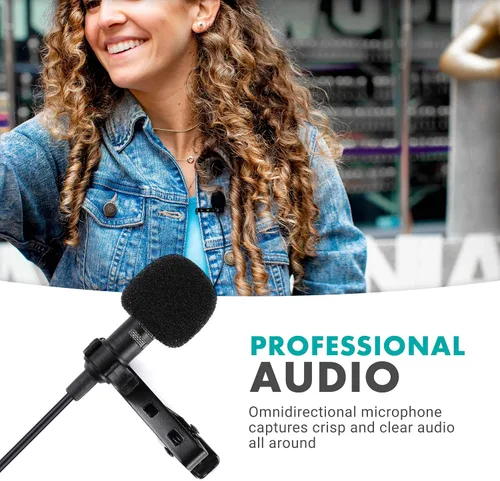 Vista 5 de Movo WMIC50 Sistema de micrófono inalámbrico Lavalier de 2.4 GHz con antena integrada de 164 pies