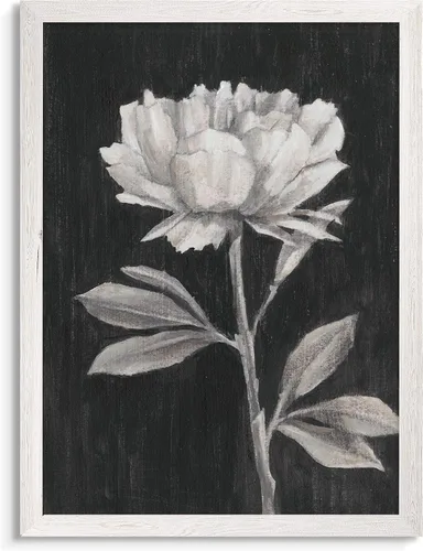 Vista 12 de Renditions Gallery- Lienzo enmarcado con flores blancas y negras Flores blancas y negras 1 juego/marco negro