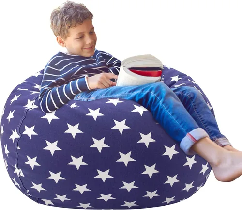 Vista 15 de Aubliss - Silla de almacenamiento para peluches en forma de puf (Estrella Aqua, Mediana (32"))