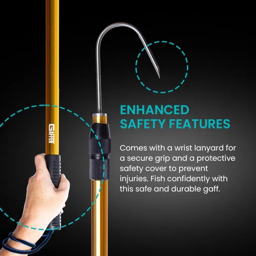 Vista 7 de GAFFER SPORTFISHING Gancho extensible de aluminio para peces con soporte de gancho de lanza de pesca de acero inoxidable afilado