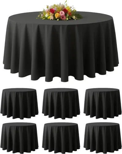 Vista 8 de BESTVIP Manteles redondos de poliéster de 60 pulgadas Se adapta a mesas de 20 a 48 pulgadas Funda decorativa lavable de tela para restaurantes