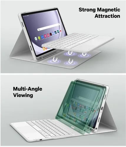 Vista 3 de GreenLaw Funda de teclado para Samsung Galaxy Tab A9 Plus de 11 pulgadas 2023, teclado retroiluminado de 7 colores, funda resistente a las manchas
