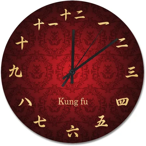 Vista 8 de Reloj de pared con números Kanji vintage, estilo rústico, elegante, de madera, 10 silenciosos, sin tictac, de cuarzo, funciona con pilas, para sala