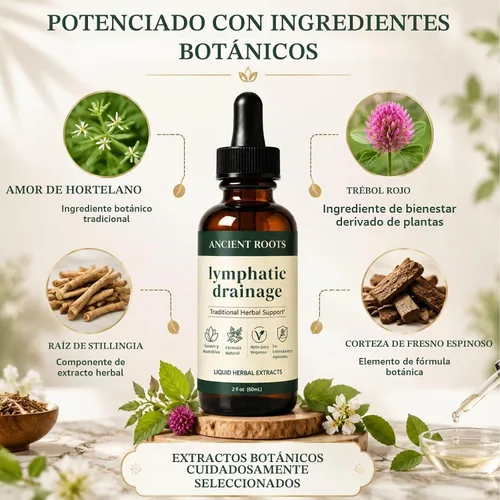 Vista 4 de Ancient Roots Gotas de drenaje linfático – Extracto líquido de hierbas para aliviar la hinchazón, apoyo desinflado y bienestar linfático – Fórmula
