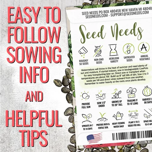 Vista 3 de Seed Needs Semilla de sandía dulce carmesí para plantar reliquia sin OMG 1 paquete