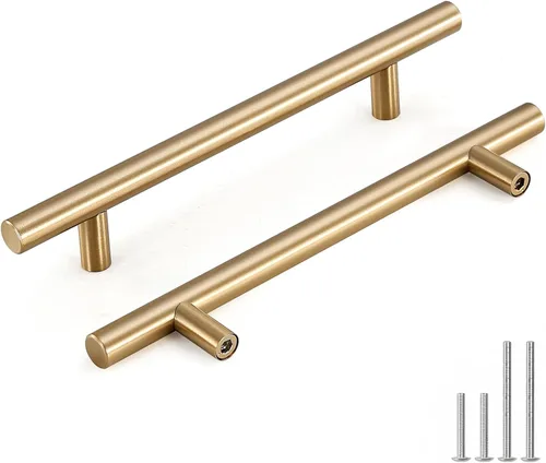 Vista 14 de Goldenwarm Paquete de 5 tiradores para gabinete color bronce champán, tiradores para cajones de bronce de 2-1/2 pulgadas (64mm), manijas