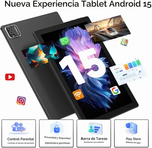 Vista 7 de NOVOJOY Tableta Android de 10 pulgadas con estuche y lápiz capacitivo con puerto USB Android 15 Tablet 2.0GHZ 2MP+8MP Cámara dual 6000mAh 12GB RAM