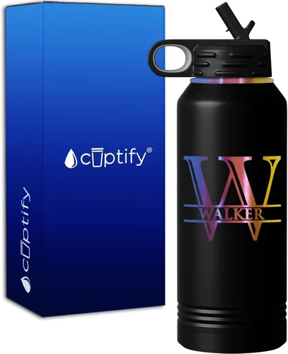 Vista 60 de Vaso personalizado de regalo de cumpleaños para mujeres y hombres, con monograma de escritura dividida, inicial y nombre grabado en negro, taza