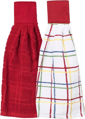 Vista 14 de Ritz Premium Toallas de Cocina con Lazo de 100% Algodón Sólido y Cuadros Múltiples, Absorbentes, Súper Suaves y de Secado Rápido para Colgar, Juego