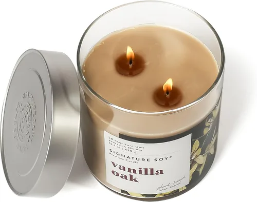Vista 2 de Signature Soy Vela perfumada con tapa de roble de vainilla en tarro grande Roble Vain