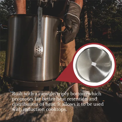 Vista 6 de GasOne Olla de acero inoxidable con cesta, olla de 36 cuartos de galón con tapa y parte inferior reforzada, olla de cocina resistente para freír