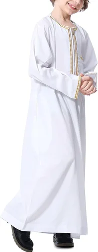 Vista 3 de Aomesinc Islamic Boys Jubba Thobe Saudi Arabia Islamic Clothing Fashion Boys Muslim Long Sleeves Kids Robe