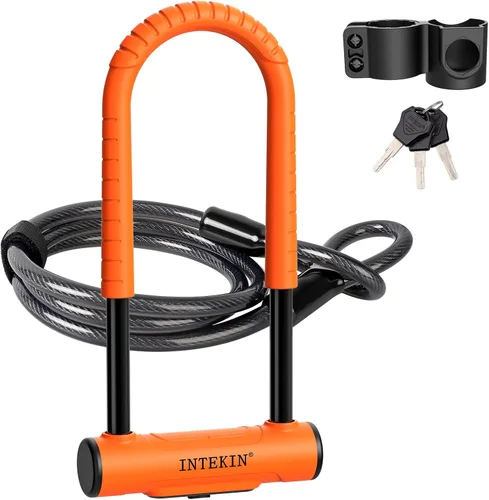 Vista 8 de Bike U Lock Heavy Duty Bike Lock Bicycle Lock, 16mm U Lock and 3ft / 5ft / 6ft Length Security Cable with Sturdy Mounting Bracket for Bicycle
