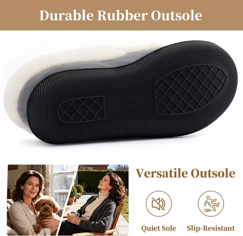 Vista 5 de RockDove Pantuflas tipo mocasín de microgamuza con forro de piel sintética para mujer