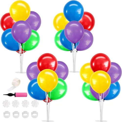 Vista 34 de TONIFUL Juego de 4 centros de mesa de globos de color negro, azul