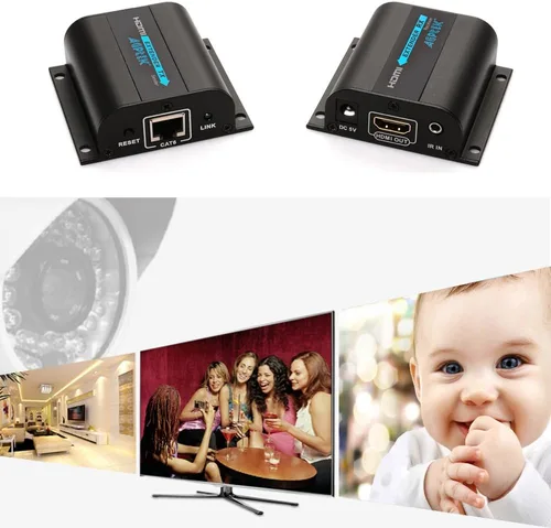 Vista 5 de MYPIN - Extensor HDMI 1080P sobre CAT6/7/8 hasta 190 pies (60m) a 1080p, soporta color profundo, 3D con control remoto IR (LKV372A)
