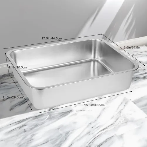 Vista 2 de Caja de arena de acero inoxidable para gatos grandes, acero inoxidable pequeño, caja de arena de metal grande para gatos, fácil de limpiar.