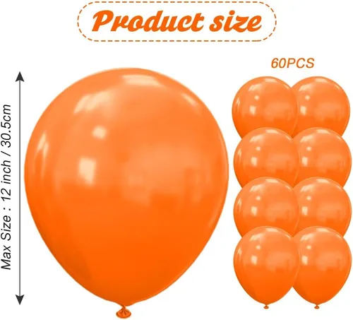 Vista 2 de Globos color naranja, 60 globos de látex mate de 12 pulgadas para Halloween, cumpleaños, Acción de Gracias, baby shower, unisex para adultos