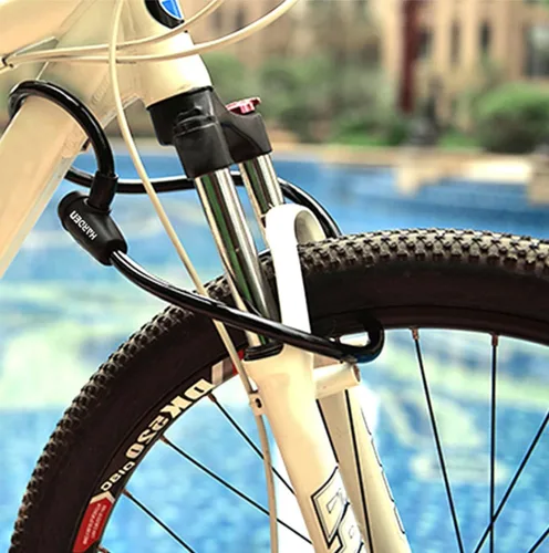 Vista 3 de Edward Tools Candado de bicicleta con llaves – Cable de seguridad resistente de 0.472 in de grosor con cubierta resistente al corte – Bloqueo