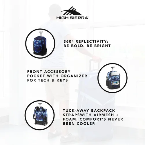 Vista 3 de High Sierra Freewheel Pro Mochila con ruedas, negro espacial, 21