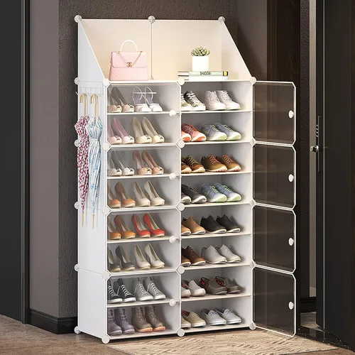 Vista 9 de Jomifin Gabinete de almacenamiento de zapatos 32-64 pares con puertas Negro-8
