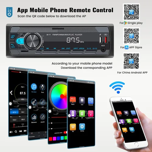 Vista 6 de SIXWIN Estéreo de Coche Single Din con Bluetooth 5.0 Llamadas Manos Libres Control de Voz Estéreo de Coche Radio FM de Coche Reproductor Mp3