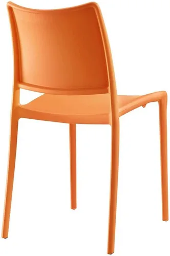 Vista 3 de Modway Hipster contemporáneo moderno moldeado plástico apilamiento dos sillas de comedor en naranja