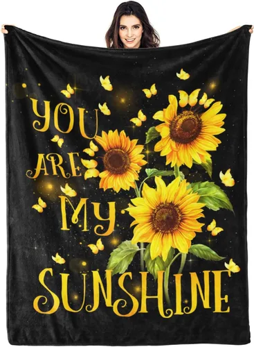Vista 11 de Manta de girasol, suave, cálida, ligera, acogedora manta de felpa para cama, sofá, oficina, decoración de regalos para niños y mujeres, 80 x 60