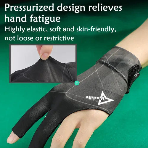 Vista 4 de Guantes de billar para mano izquierda, guantes de billar para mano izquierda, 3 dedos, guante deportivo de billar tallas populares para hombres