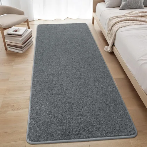 Vista 2 de Nuttumico - Alfombra de pasillo de 2 x 6 pies, color gris oscuro, alfombras para dormitorio, sala de estar, alfombras de entrada lavables