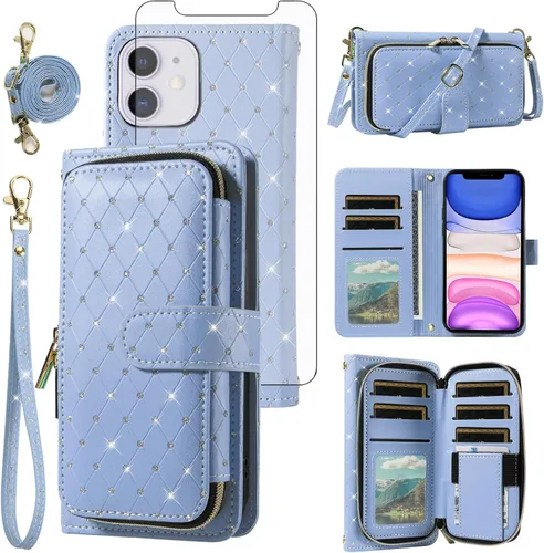 Vista 47 de Funda para teléfono iPhone 6 6S con cremallera y protector de pantalla con protector de pantalla, correa de cordón cruzado, ranura para iPhone 6 Six