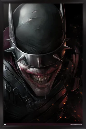 Vista 8 de Trends International DC Comics The Batman Who Laughs - Póster de pared de cara, 14.725 x 22.375 pulgadas, versión enmarcada de madera de granero