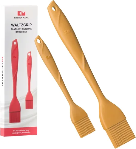 Vista 9 de Kitchen Mama WaltzGrip Platinum - Cepillo de silicona para repostería, color azul Juego de 2, resistente al calor, apto para lavavajillas