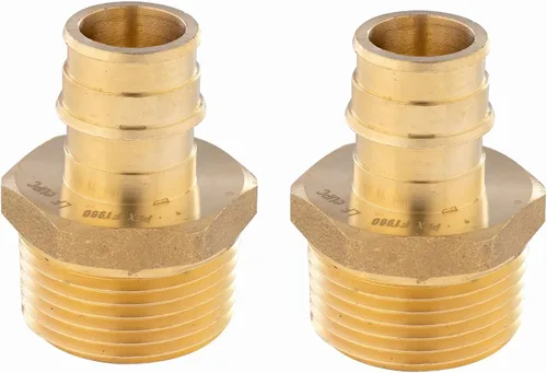 Vista 14 de Paquete de 2 accesorios de latón EFIELD Pex A de expansión de flujo completo, adaptador NPT macho de 1 x 1 pulgada, ASTM F1960 (PEX1960019)