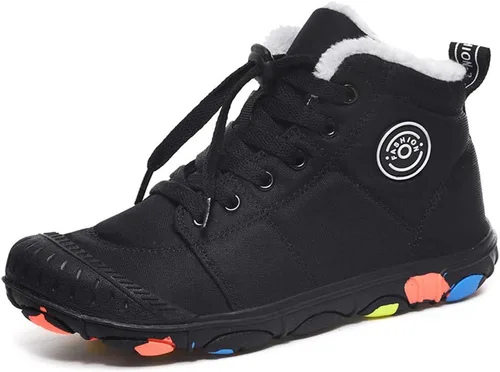 Vista 5 de JWSVBF Botas de invierno con cremallera para mujer, con forro de piel, cálidas, botas de nieve para hombre, botas de invierno impermeables, botas