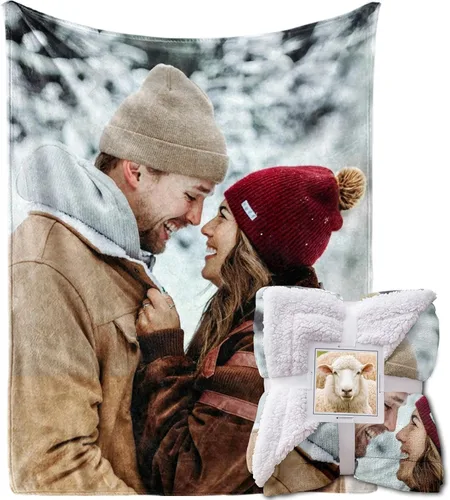 Vista 17 de MeMoShe Manta personalizada de felpa con foto para regalo de cumpleaños para novio o novia 40x50 pulgadas, manta personalizada con imagen, regalos