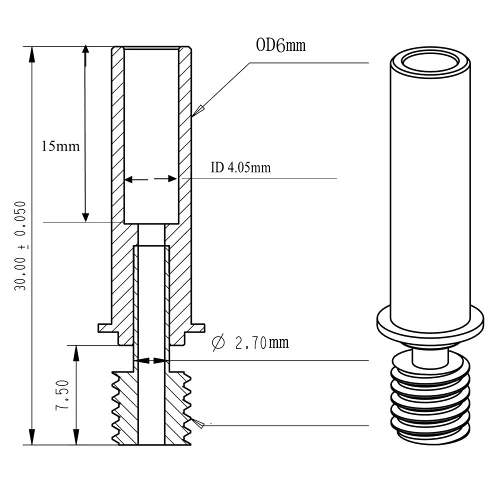 Vista 2 de POLISI3D Actualización CR6 SE All Metal Bimetálico Heatbreak Cobre Titanio TC4 Garganta para Creality Ender 3 V2 Neo / Ender3 Neo/CR-6 SE/Max/CR-5