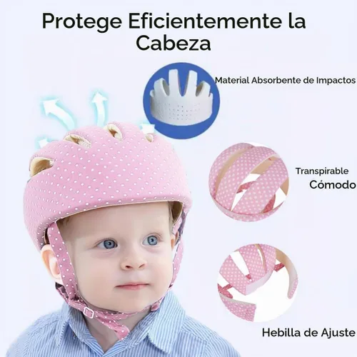 Vista 2 de Casco para caminar para bebé, protector de cabeza, casco para gatear y caminar, casco anticolisión, sombrero acolchado para la cabeza, transpirable