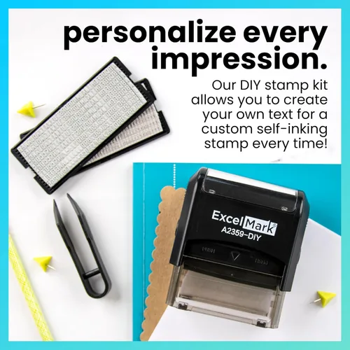 Vista 3 de ExcelMark Kit de Sello de Goma Autoentintado Personalizado DIY - Sellador Personalizado para Negocios o Hogar - Sello de Dirección, Sello de Mensaje
