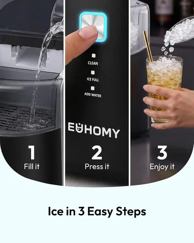 Vista 7 de EUHOMY Máquina de hielo de pepita de encimera, máquina de hielo triturada