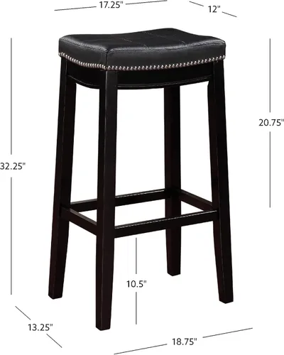 Vista 3 de Linon Claridge Taburete de bar, de 32 pulgadas., Madera, Negro