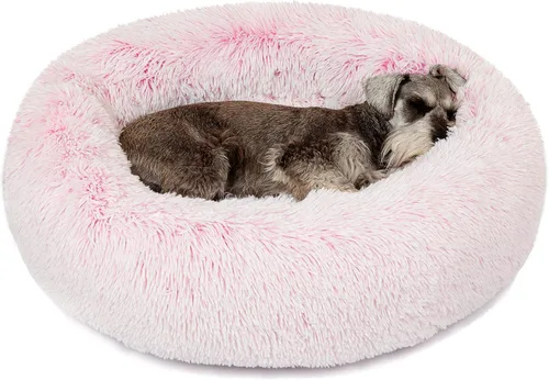 Vista 20 de Friends Forever Cama para perro en forma de dona, de piel sintética, mullida, relajante, para perros pequeños, suave y afelpada, antiansiedad, sofá