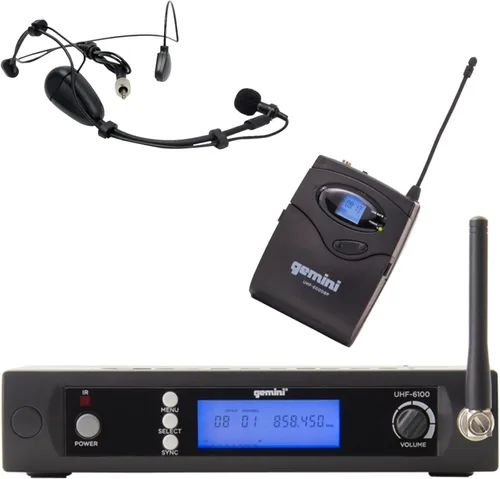 Vista 10 de Gemini Auriculares duales UHF y sistema de micrófono inalámbrico Lavalier (UHF-6200HL) Dual UHF headset & lavalier mics, 512-537.5 MHz - auto SYNC
