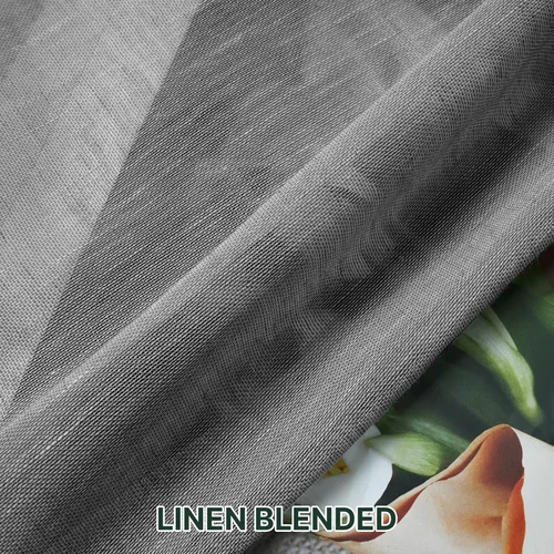 Vista 7 de H. Versailtex Lino Natural y Poly semi-láminas Premium suaves y ricos materiales paneles de cortina con abrazadera ajustable para patio Gris