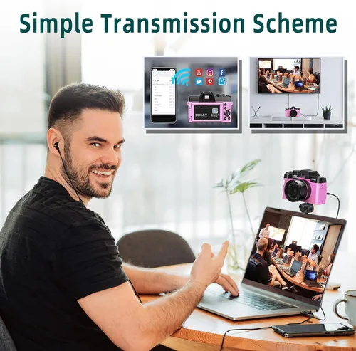 Vista 5 de Cámaras digitales para fotografía y video, cámara de vlogging 4K 48MP para YouTube con pantalla abatible de 180°, zoom digital 16X, gran angular